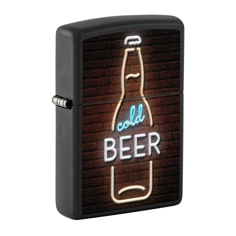 ZIPPO - BEER SIGN BLACK MATTE